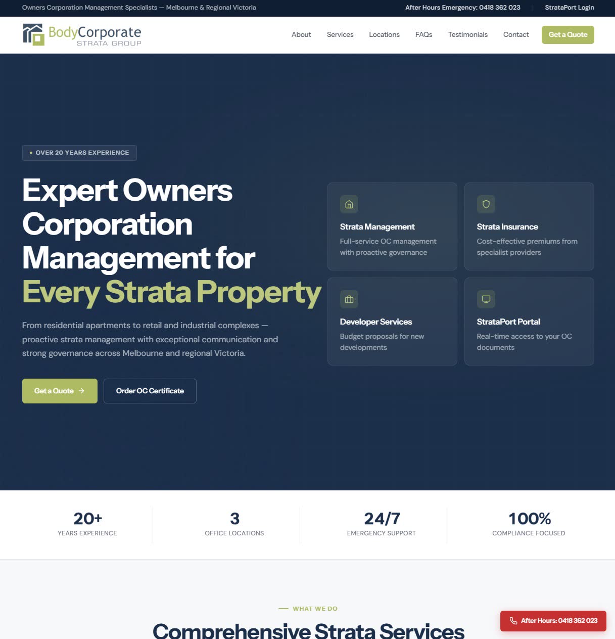 Body Corporate Strata Group site on tablet