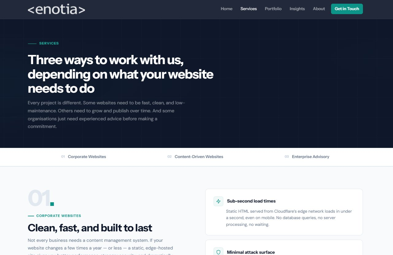 Enotia Australasia homepage on desktop