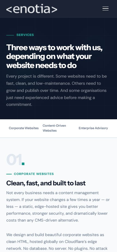 Enotia Australasia site on mobile