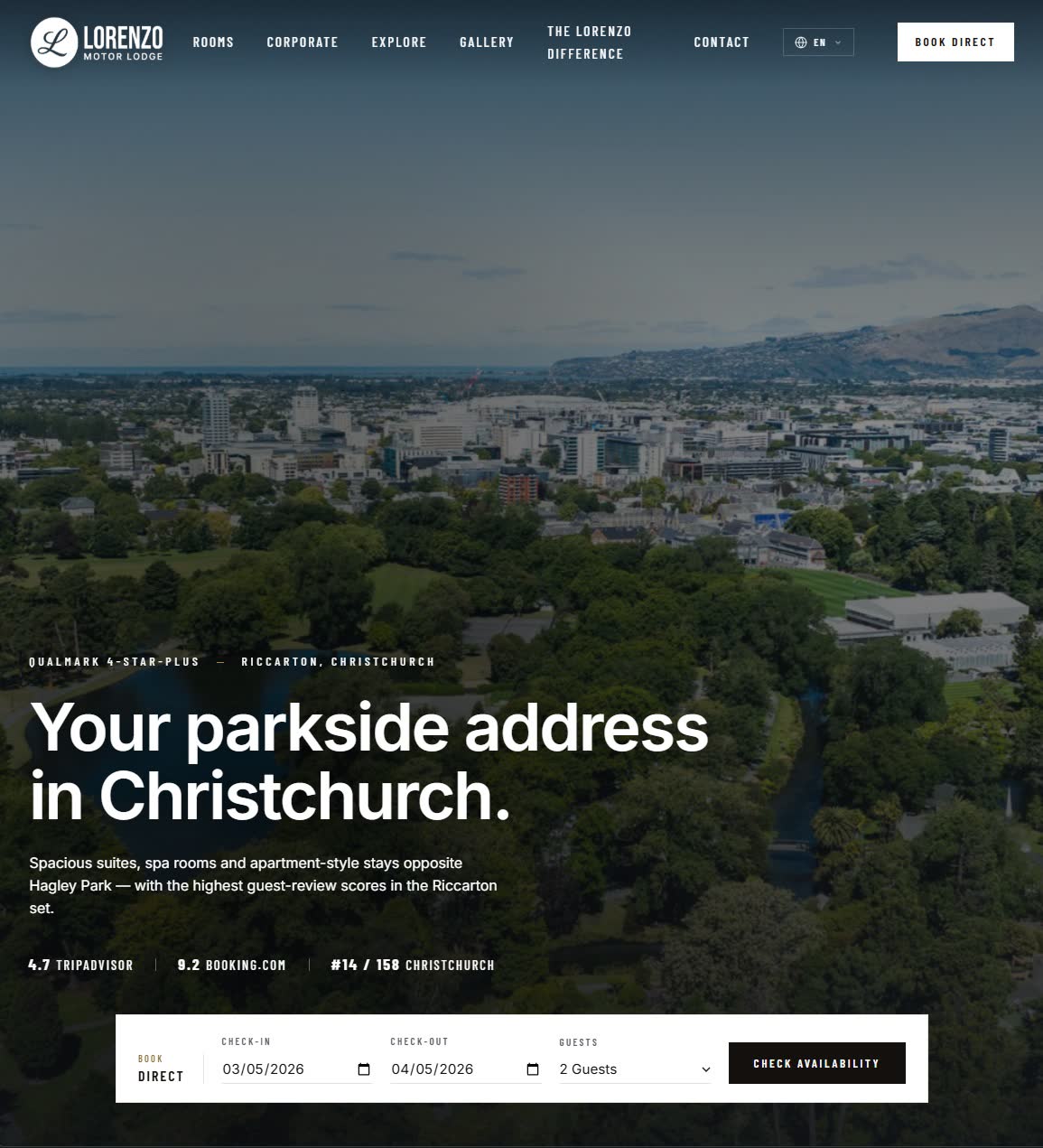 Lorenzo Motor Lodge site on tablet