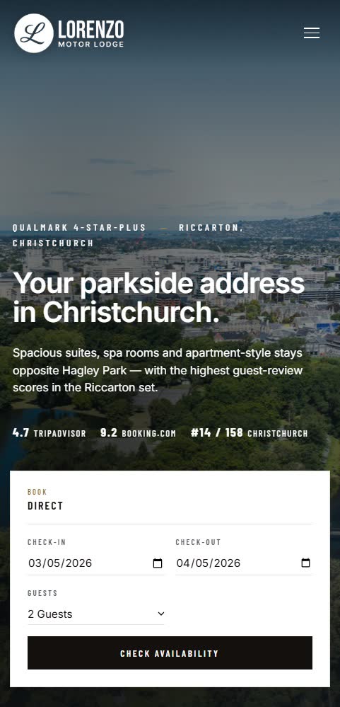 Lorenzo Motor Lodge site on mobile
