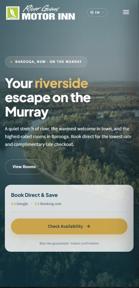 River Gums Motor Inn site on mobile