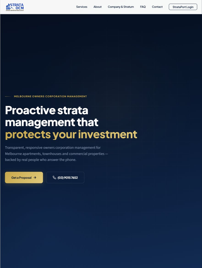 Strata OCM site on desktop