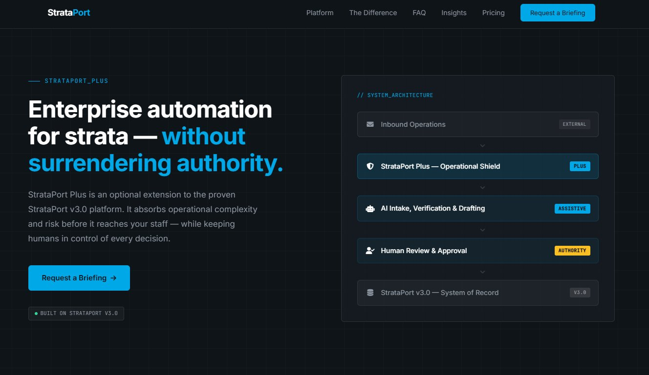 StrataPort homepage on desktop