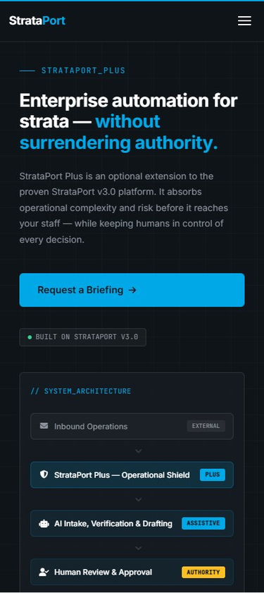 StrataPort site on mobile